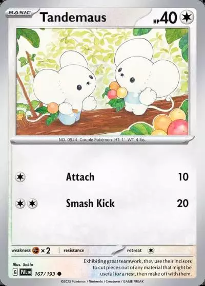 Tandemaus 167/193 Paldea Evolved Pokemon card