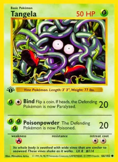 Tangela 66/102 Base Pokemon card