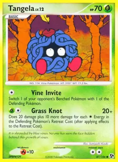 Tangela 87/106 Great Encounters Pokemon card
