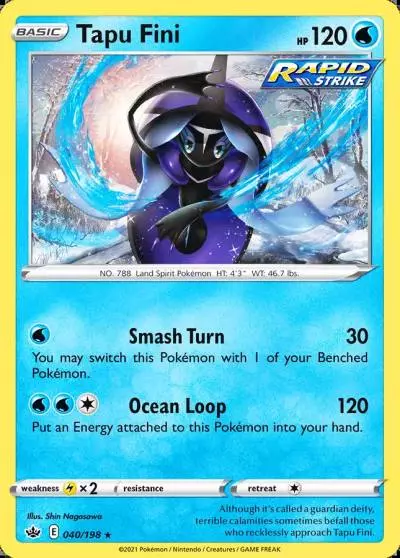 Tapu Fini 40/198 Chilling Reign Pokemon card