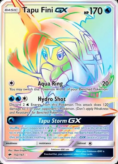 Tapu Fini-GX 152/147 Burning Shadows Pokemon card