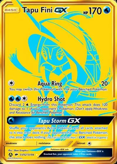 Tapu Fini-GX SV92/94 Hidden Fates Shiny Vault Pokemon card