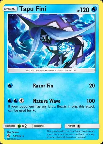 Tapu Fini 53/236 Unified Minds Pokemon card