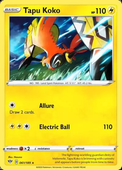 Tapu Koko 61/189 Darkness Ablaze Pokemon card
