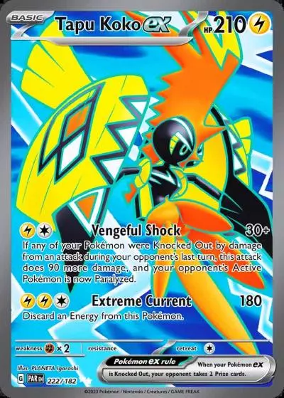 Tapu Koko ex 222/182 Paradox Rift Pokemon card