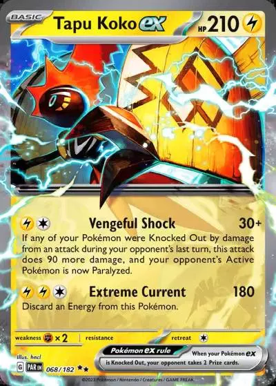 Tapu Koko ex 68/182 Paradox Rift Pokemon card