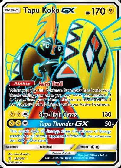 Tapu Koko-GX 135/145 Guardians Rising Pokemon card