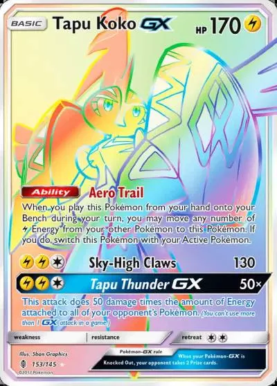 Tapu Koko-GX 153/145 Guardians Rising Pokemon card
