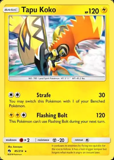 Tapu Koko 85/214 Lost Thunder Pokemon card