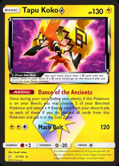 Tapu Koko ◇ 51/181 Team Up Pokemon card