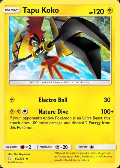 Tapu Koko 69/236 Unified Minds Pokemon card