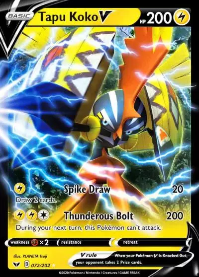 Tapu Koko V 72/202 Sword & Shield Pokemon card