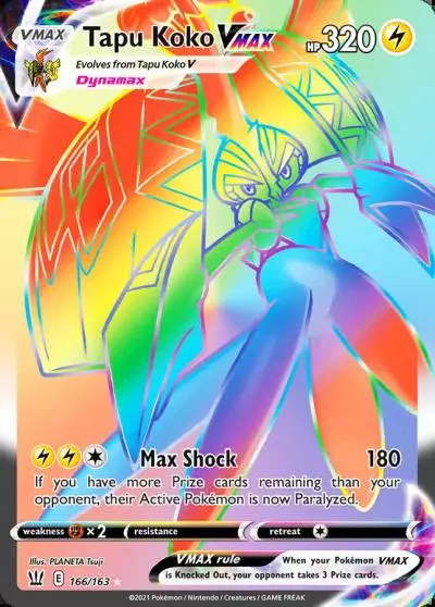 Tapu Koko VMAX 166/163 Battle Styles Pokemon card