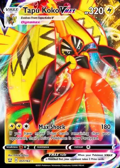 Tapu Koko VMAX 51/163 Battle Styles Pokemon card