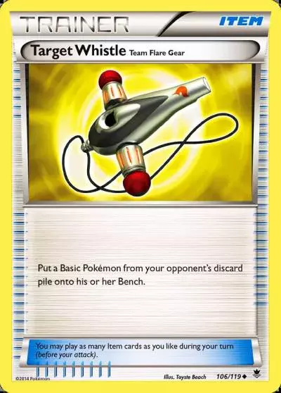 Target Whistle Team Flare Gear 106/119 Phantom Forces Pokemon card
