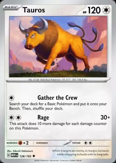 Tauros 128/165 151 Pokemon card