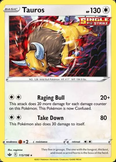 Tauros 115/198 Chilling Reign Pokemon card