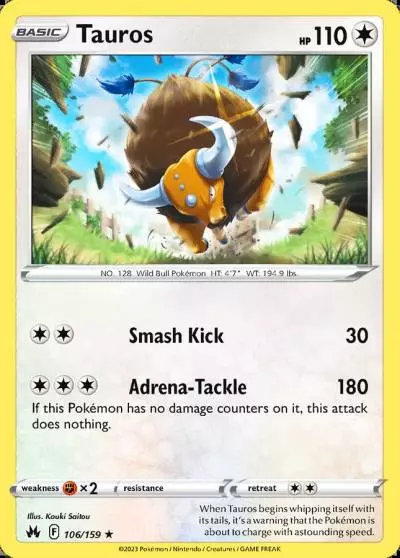 Tauros 106/159 Crown Zenith Pokemon card