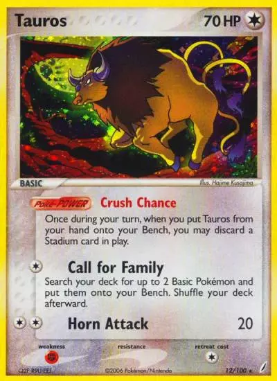 Tauros 12/100 Crystal Guardians Pokemon card