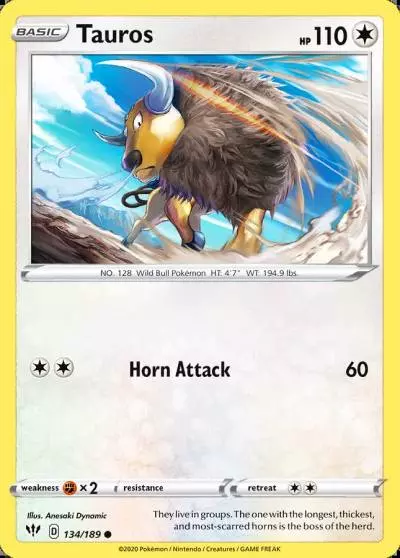 Tauros 134/189 Darkness Ablaze Pokemon card