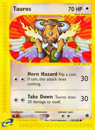 Tauros 133/165 Expedition Base Set Pokemon card