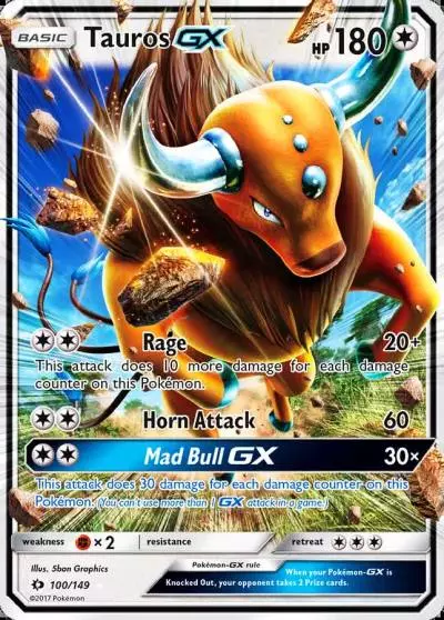 Tauros-GX 100/149 Sun & Moon Pokemon card
