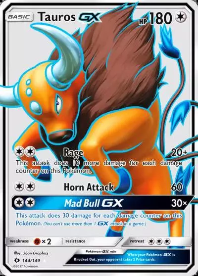 Tauros-GX 144/149 Sun & Moon Pokemon card