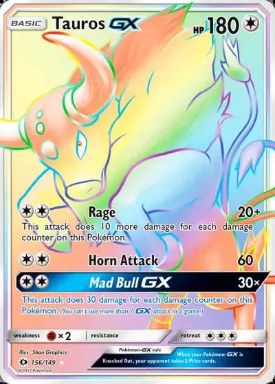 Tauros-GX 156/149 Sun & Moon Pokemon card
