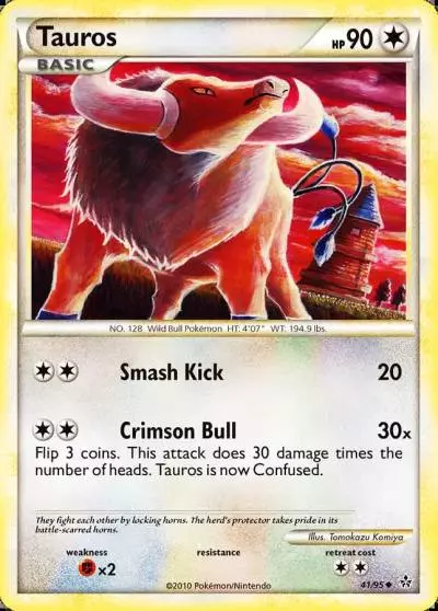 Tauros 41/95 HS—Unleashed Pokemon card
