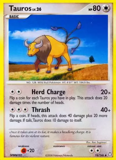 Tauros 74/146 Legends Awakened Pokemon card