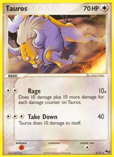 Tauros 5/17 POP Series 2 Pokemon card