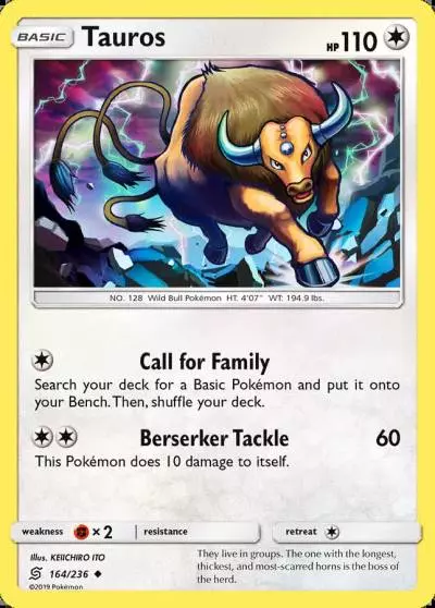 Tauros 164/236 Unified Minds Pokemon card