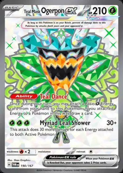 Teal Mask Ogerpon ex 190/167 Twilight Masquerade Pokemon card