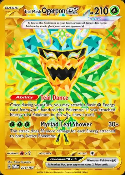 Teal Mask Ogerpon ex 221/167 Twilight Masquerade Pokemon card