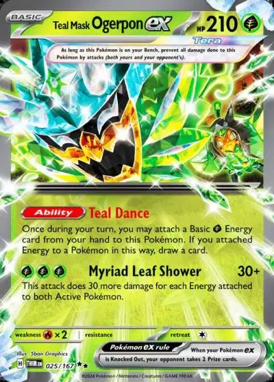 Teal Mask Ogerpon ex 25/167 Twilight Masquerade Pokemon card