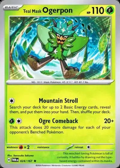 Teal Mask Ogerpon 24/167 Twilight Masquerade Pokemon card