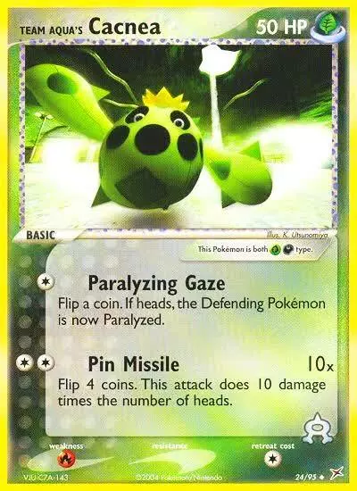 Team Aqua's Cacnea 24/95 Team Magma vs Team Aqua Pokemon card