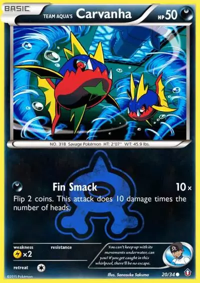 Team Aqua's Carvanha 20/34 Double Crisis Pokemon card