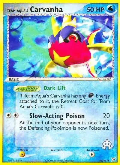 Team Aqua's Carvanha 25/95 Team Magma vs Team Aqua Pokemon card