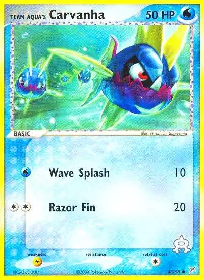 Team Aqua's Carvanha 48/95 Team Magma vs Team Aqua Pokemon card
