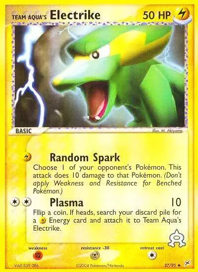 Team Aqua's Electrike 27/95 Team Magma vs Team Aqua Pokemon card