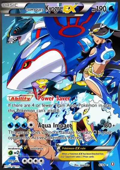 Team Aqua's Kyogre-EX 6/34 Double Crisis Pokemon card