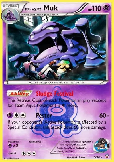 Team Aqua's Muk 8/34 Double Crisis Pokemon card