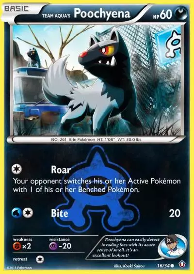 Team Aqua's Poochyena 16/34 Double Crisis Pokemon card