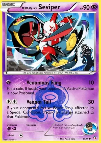 Team Aqua's Seviper 9/34 Double Crisis Pokemon card