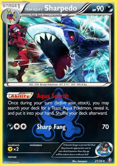 Team Aqua's Sharpedo 21/34 Double Crisis Pokemon card