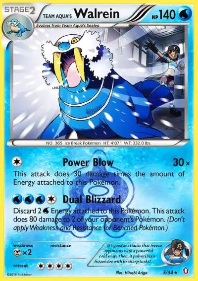 Team Aqua's Walrein 5/34 Double Crisis Pokemon card