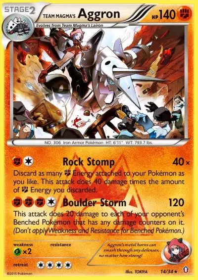 Team Magma's Aggron 14/34 Double Crisis Pokemon card