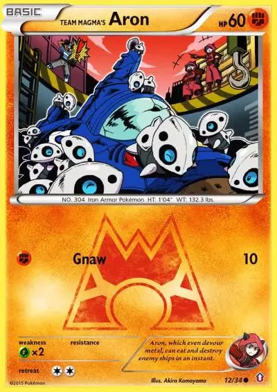Team Magma's Aron 12/34 Double Crisis Pokemon card