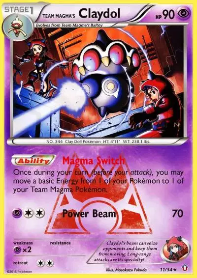 Team Magma's Claydol 11/34 Double Crisis Pokemon card